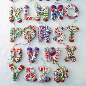 Anthropologie Felted Wool Monogram Ornament Christmas Holiday &